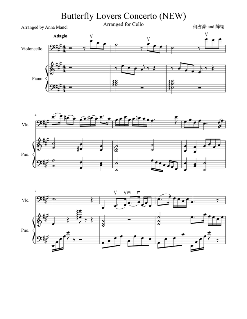 Butterfly Lovers Concerto Sheet music for Piano (Solo) | Musescore.com
