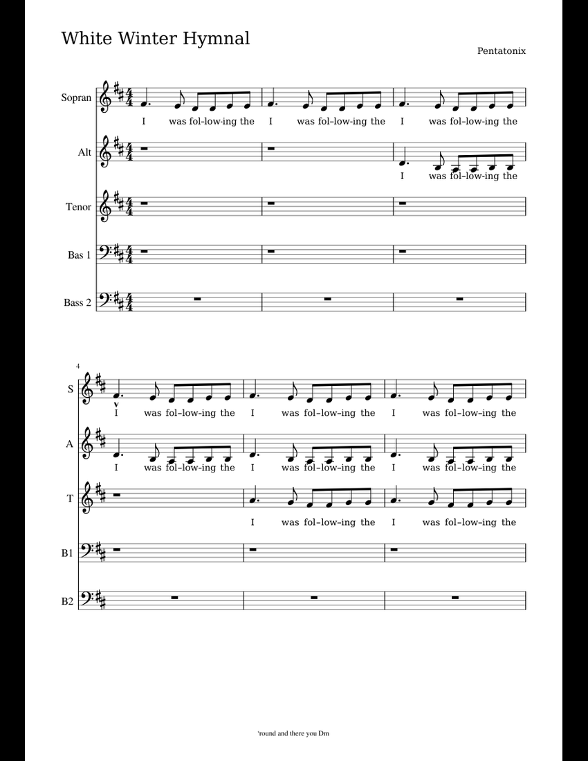 White Winter Hymnal 4 voices sheet music for Piano