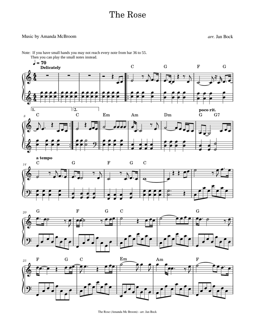 The Rose Sheet music for Piano (Solo) | Musescore.com