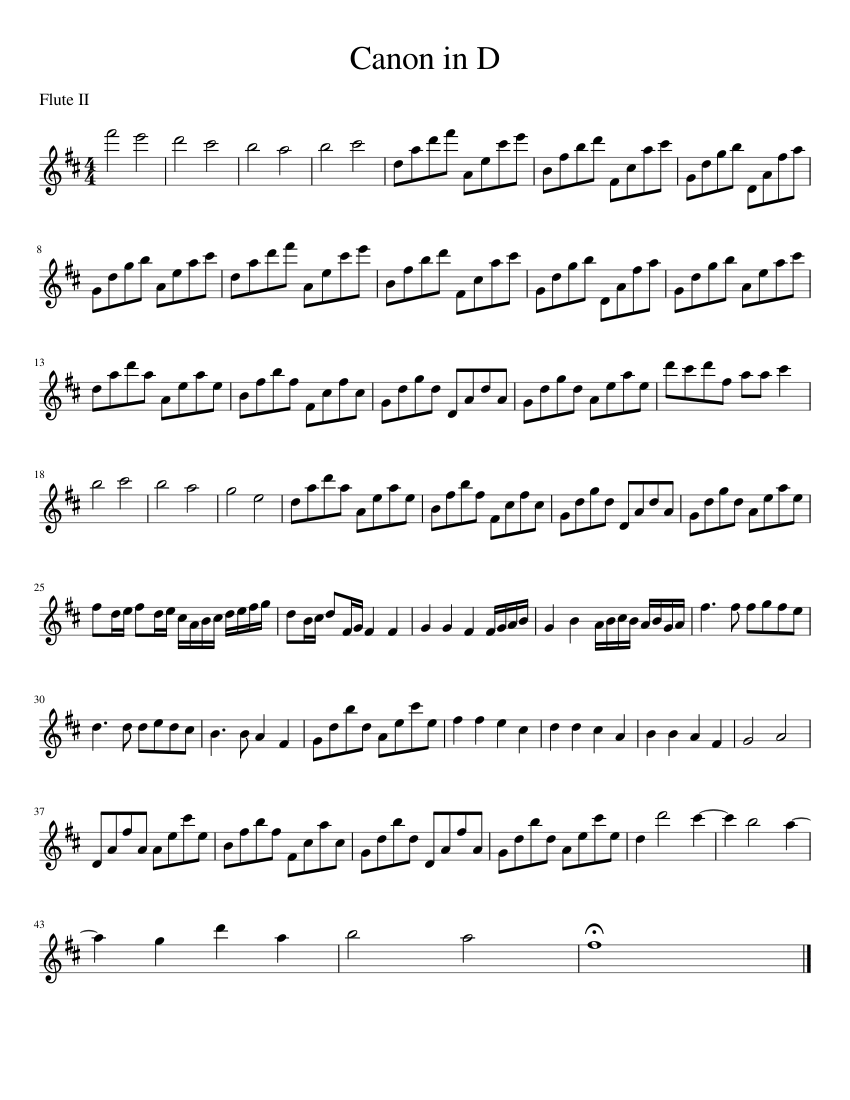 Canon In D Flute Sheet Music Easy