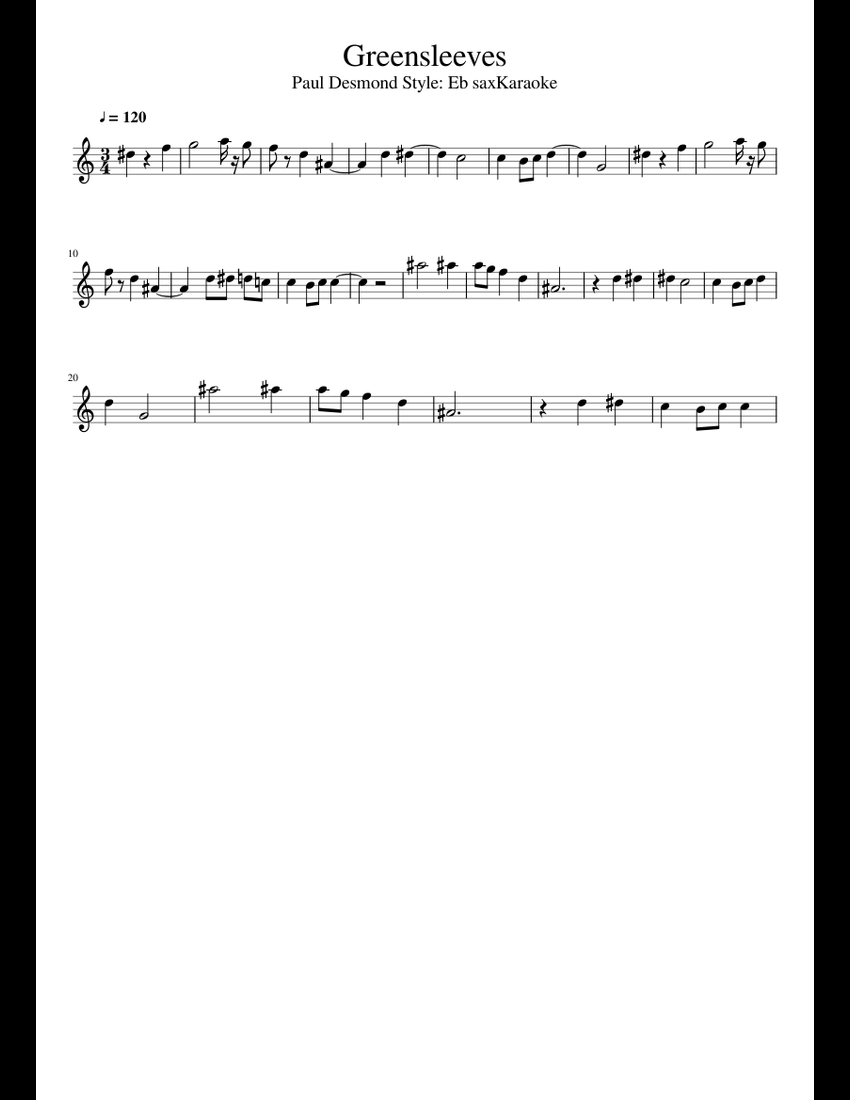 [Demo] Greensleeves Eb sheet music for Percussion download free in PDF or MIDI