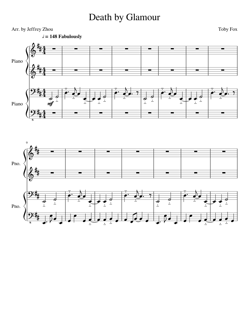 Undertale OST - Death by Glamour sheet music for Piano download free in