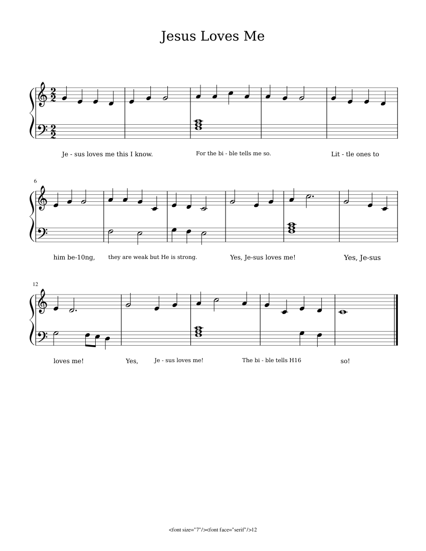 Jesus Loves Me Sheet Music For Piano Download Free In Pdf Or Midi