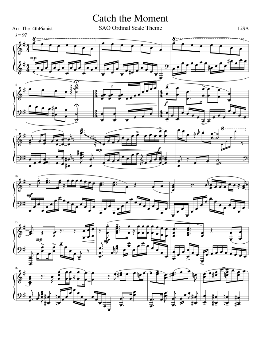 Catch The Moment Sheet Music For Piano Solo Musescore Com