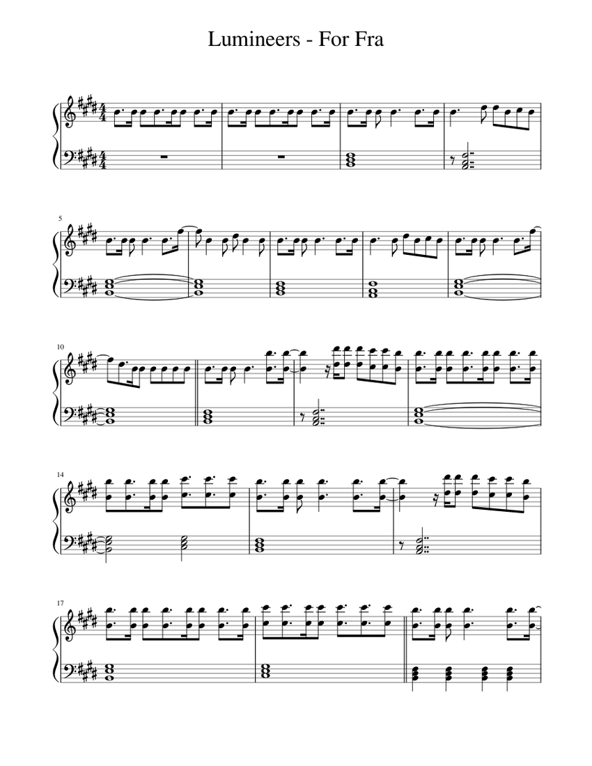 Lumineers - For Fra Sheet music for Piano (Solo) | Musescore.com