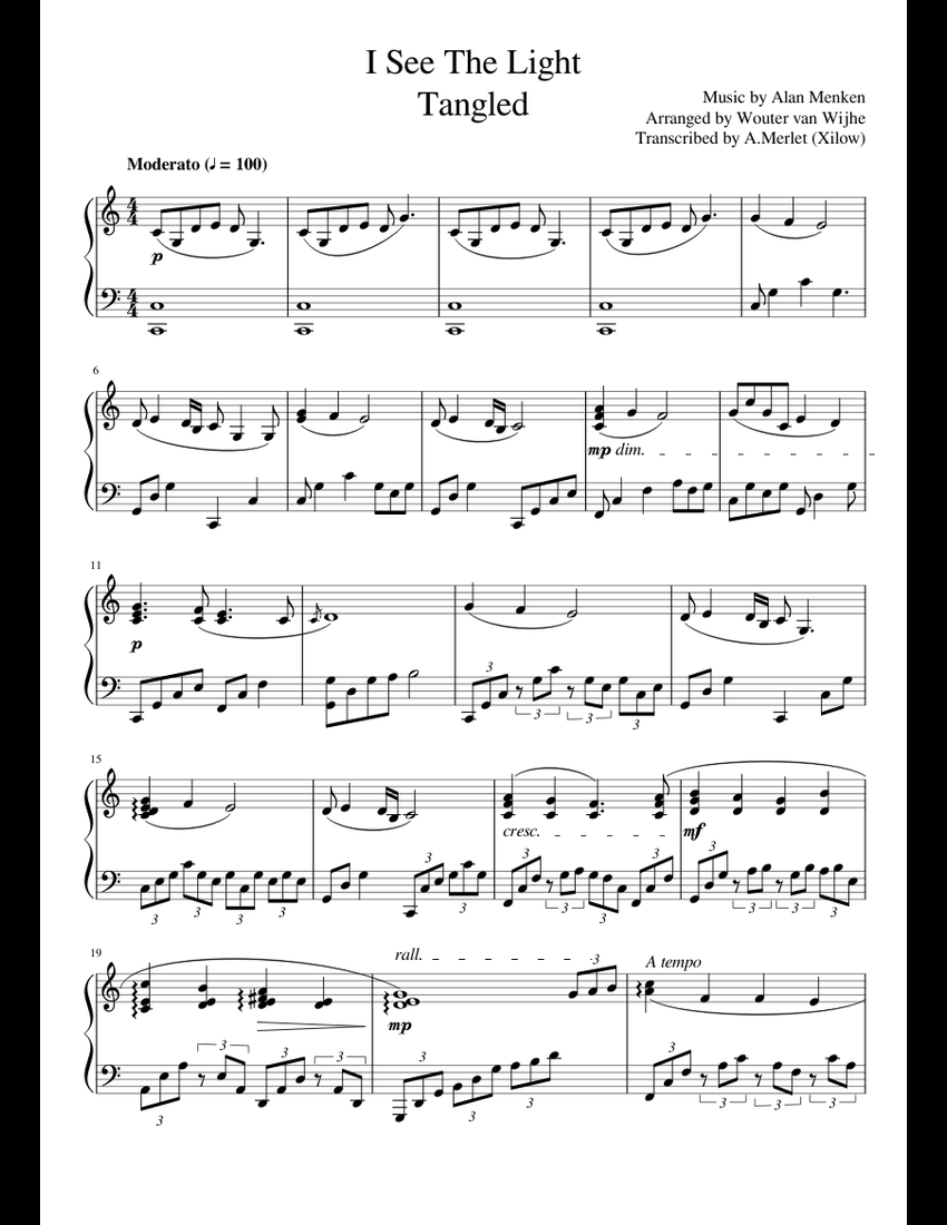 I See The Light - Tangled sheet music for Piano download free in PDF or