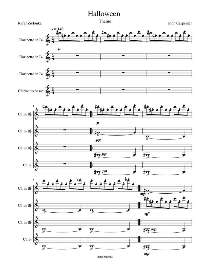 Halloween Theme Sheet music for Clarinet | Download free in PDF or MIDI