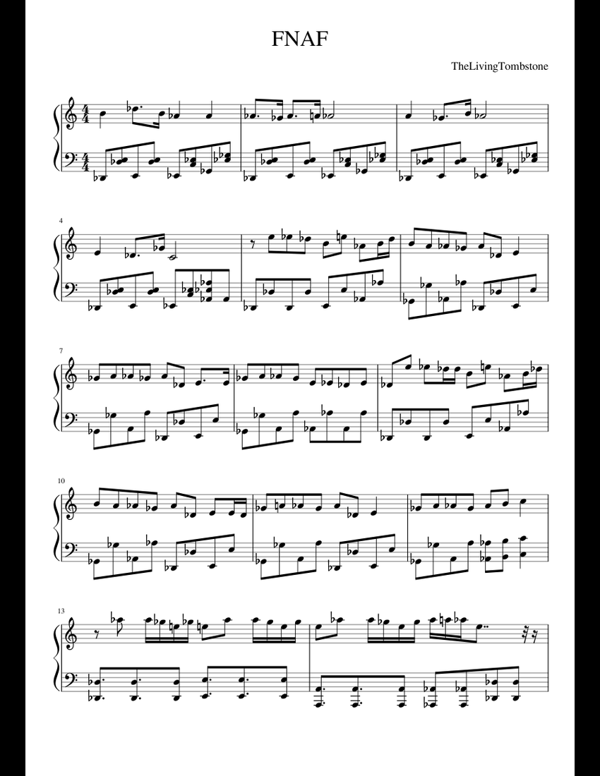 Five Nights At Freddy's Song sheet music for Piano download free in PDF