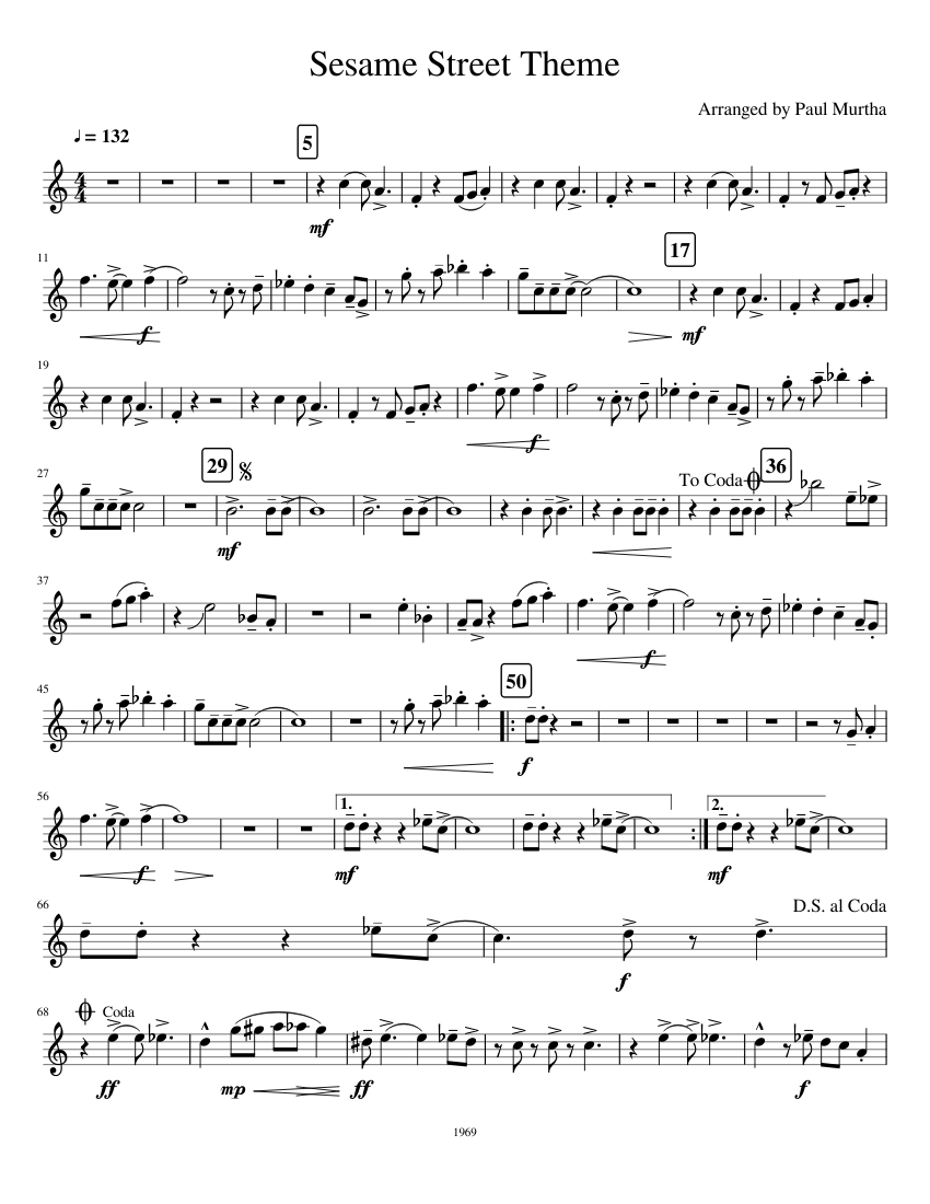Sesame Street Theme 1tsax sheet music for Tenor Saxophone download free ...