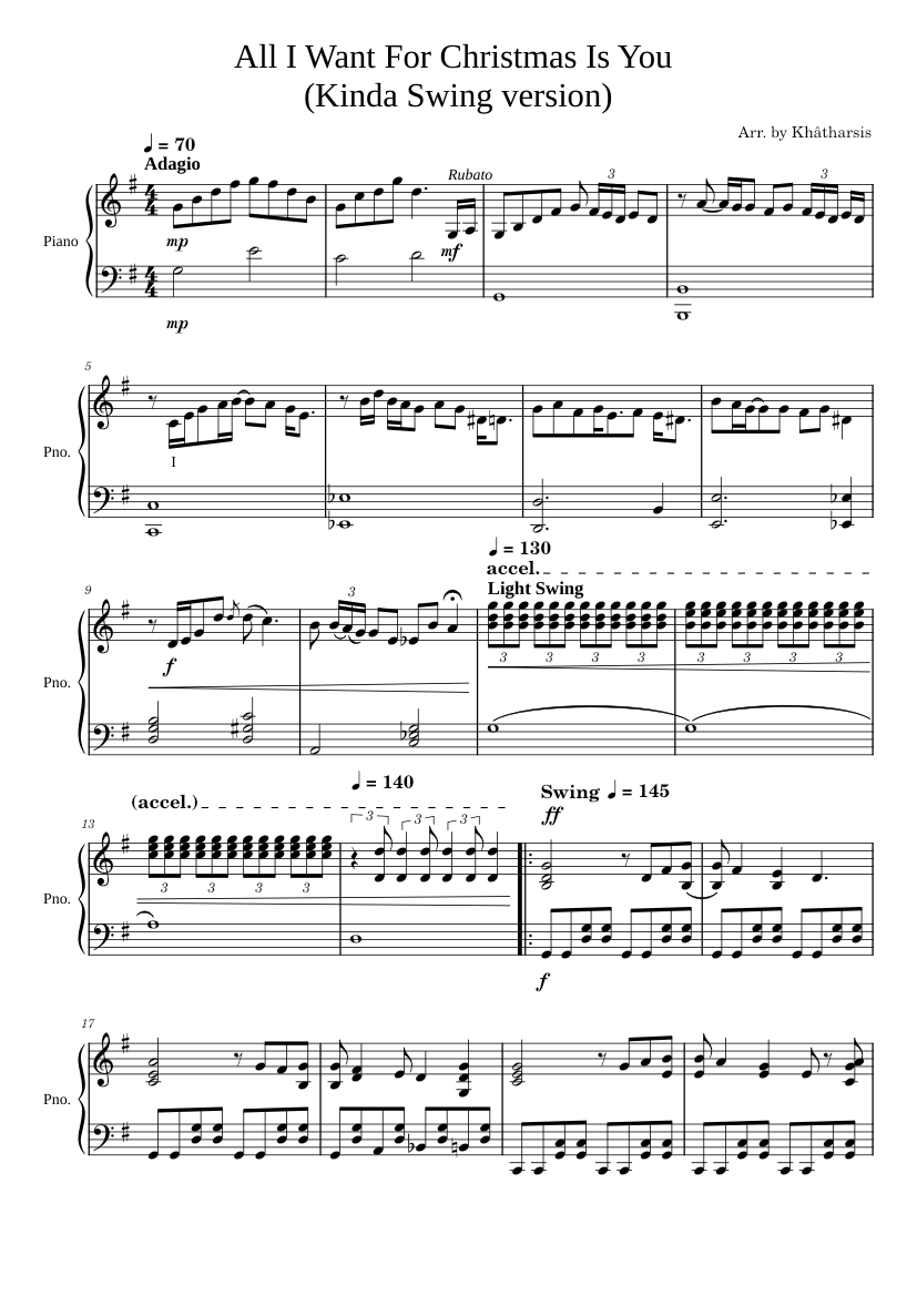 All I Want For Christmas Is You For Piano sheet music for Piano download free in PDF or MIDI