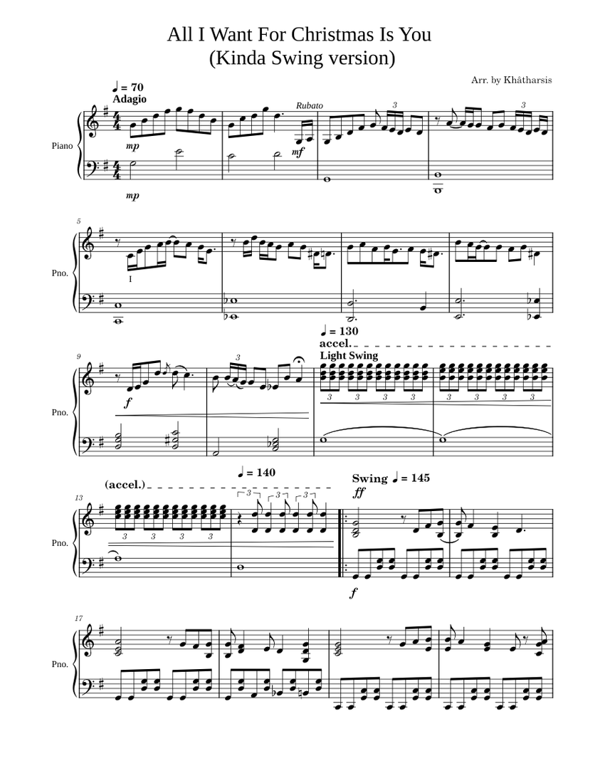 All I Want For Christmas Is You For Piano Sheet Music For Piano