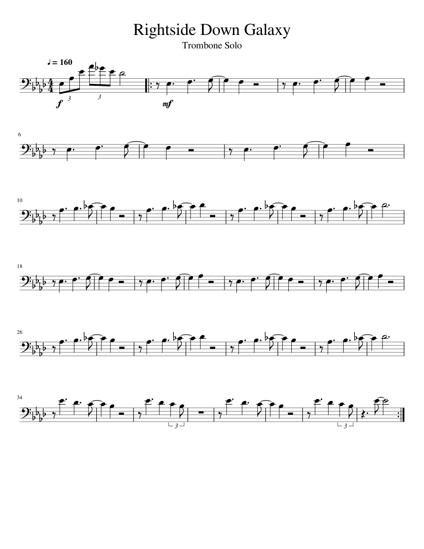 Super Mario Galaxy Trombone Sheet Music