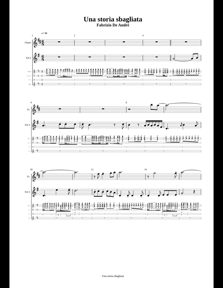 Una storia sbagliata sheet music for Flute, Piano, Other Woodwinds
