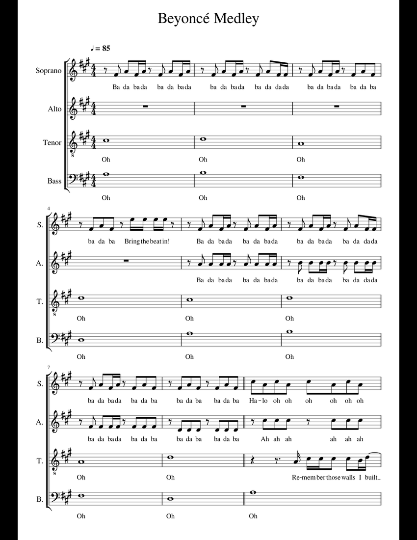 Beyoncé Medley sheet music for Piano download free in PDF or MIDI