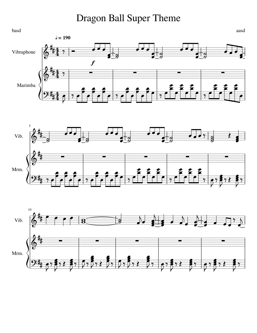 Dragon Ball Super Theme sheet music for Percussion download free in PDF