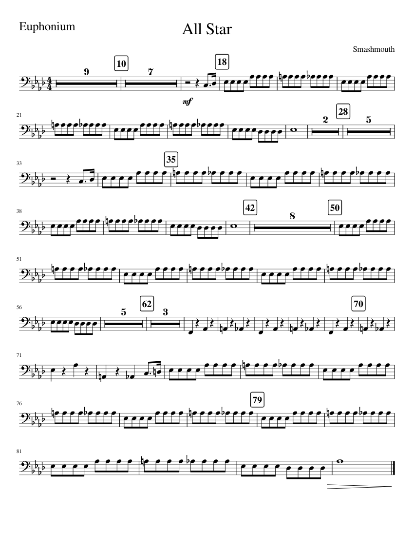 All Star Baritone Euphonium Sheet Music For Euphonium Solo 