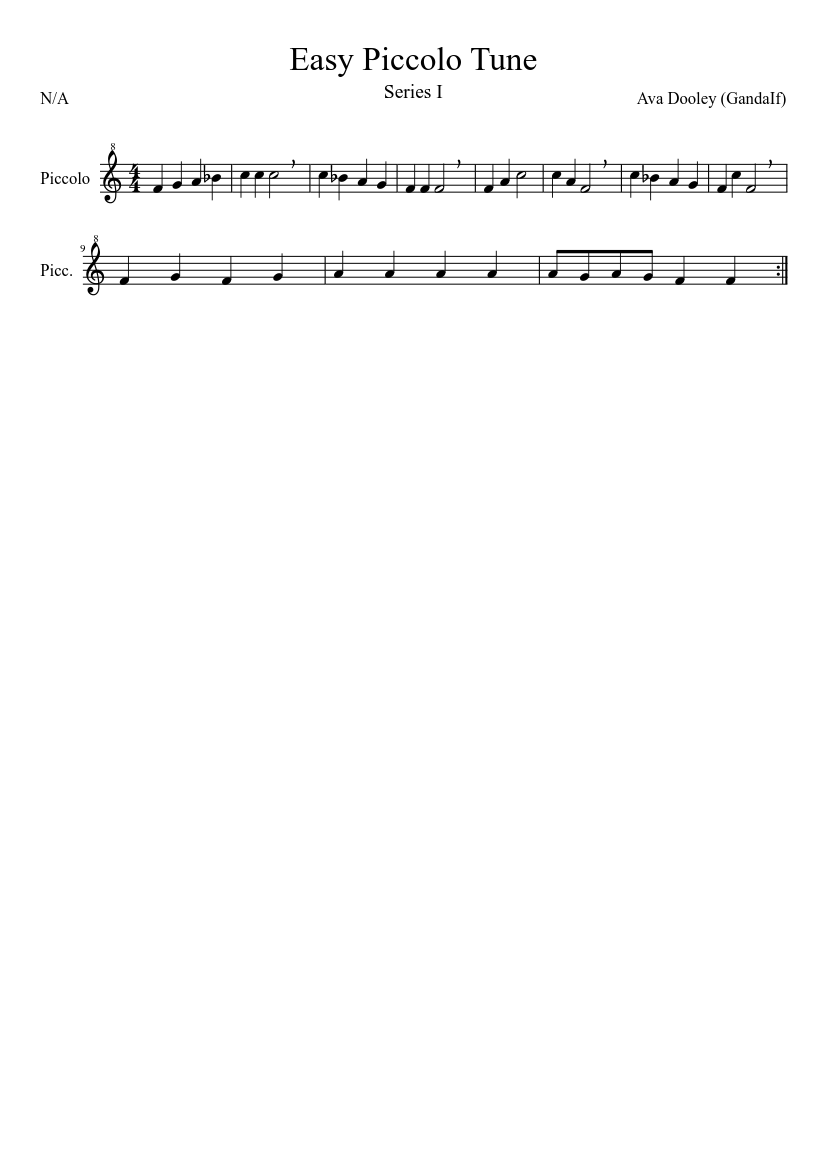 Easy Piccolo Tune sheet music for Piccolo download free in PDF or MIDI