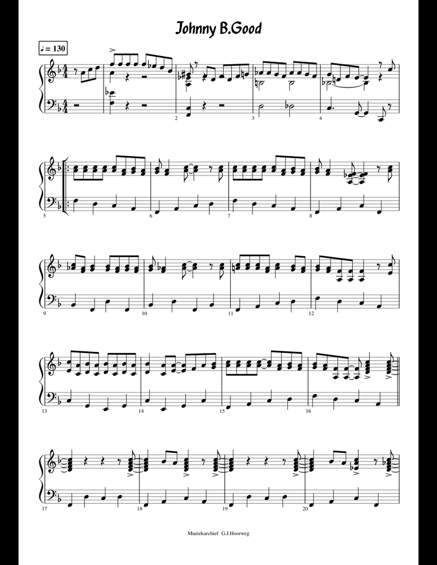 Johnny B.Good sheet music for Piano download free in PDF or MIDI