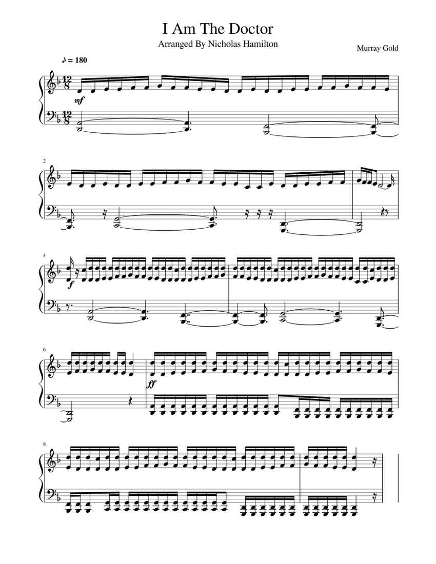 I Am The Doctor Sheet music for Piano Download free in PDF or MIDI