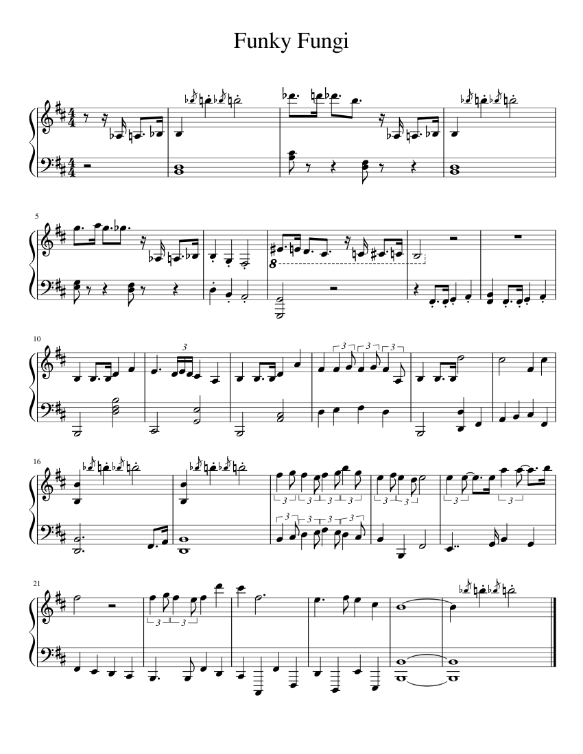 Funky Fungi Sheet Music For Piano Solo Musescore