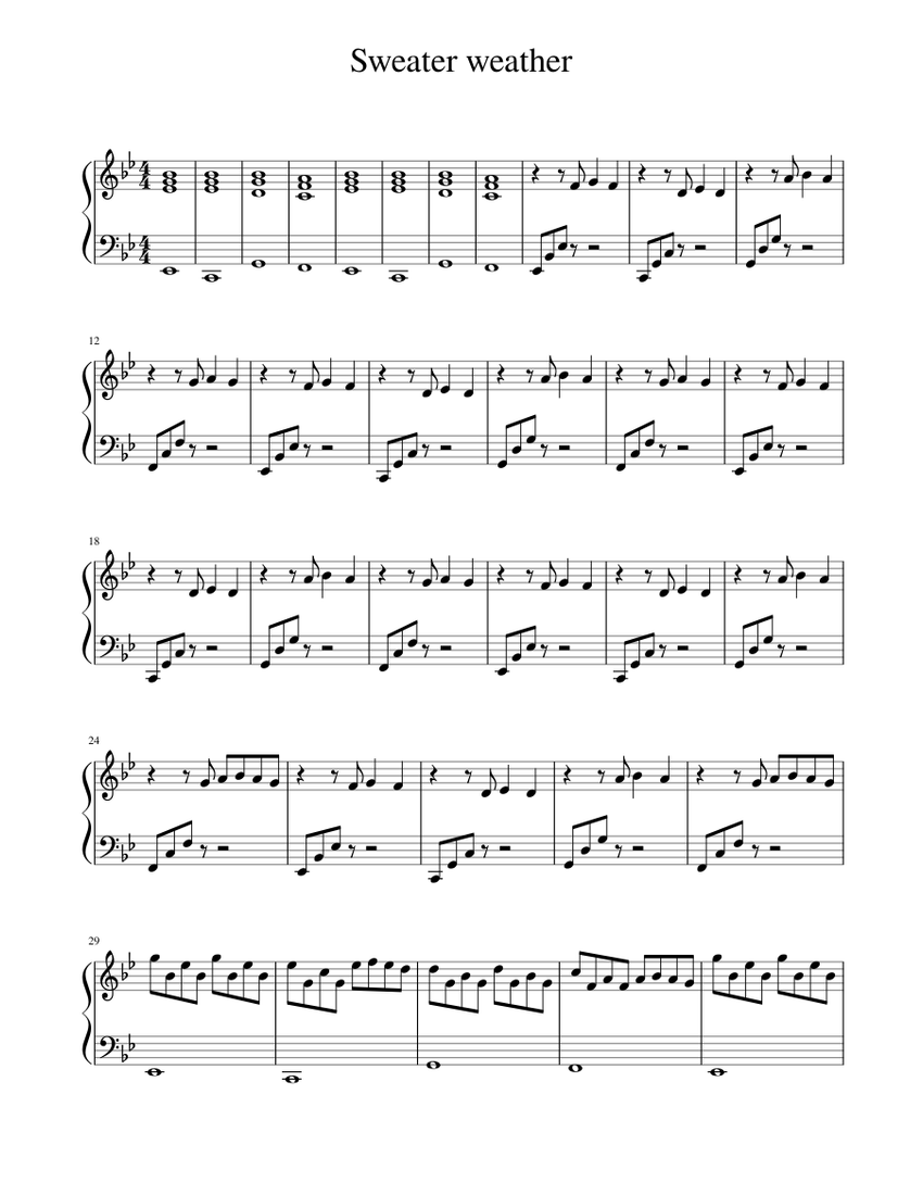Sweater weather Sheet music for Piano (Solo) | Musescore.com