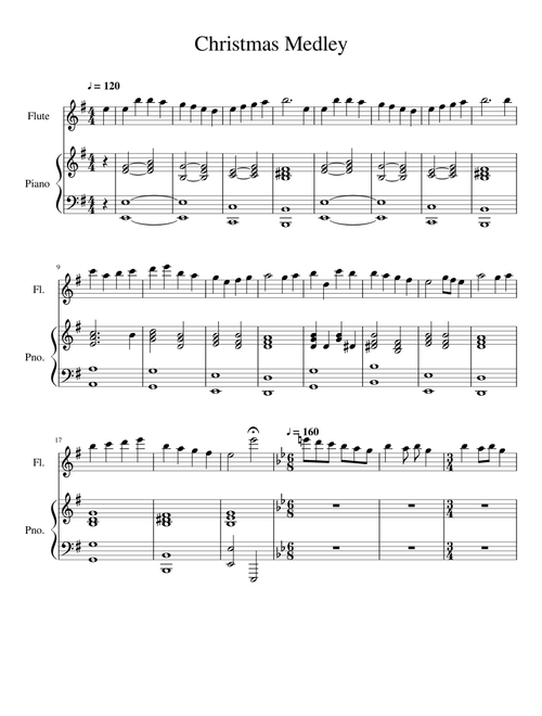 Christmas Medley Sheet Music For Piano Flute Solo Musescore Com
