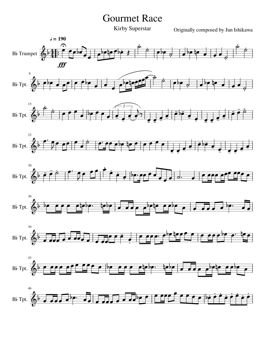 Gourmet Race Sheet music for Flute, Trumpet | Download free in PDF or ...