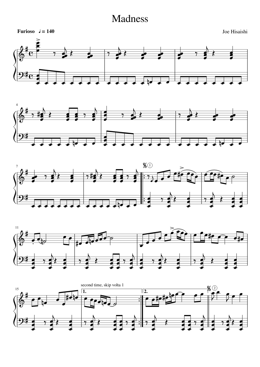 Madness sheet music composed by Joe Hisaishi â 1 of 5 pages