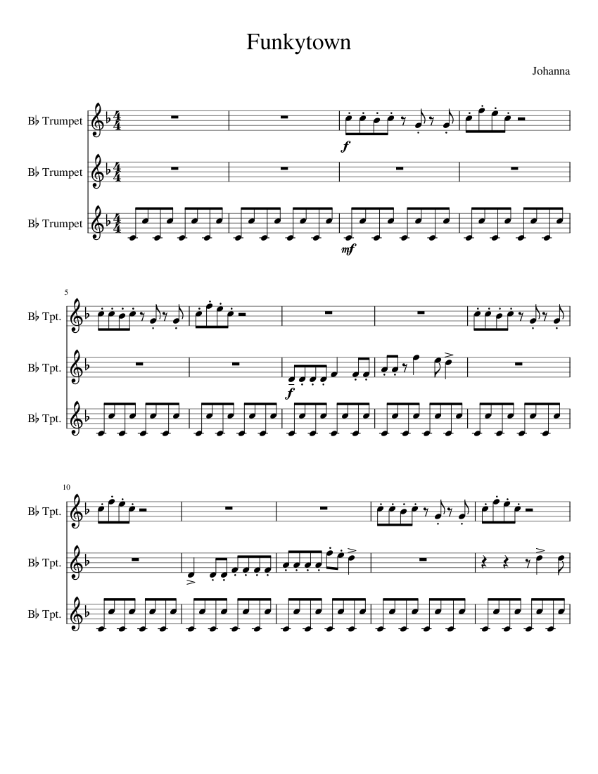Funky Town Trumpet Trio Sheet music for Trumpet | Download free in PDF ...