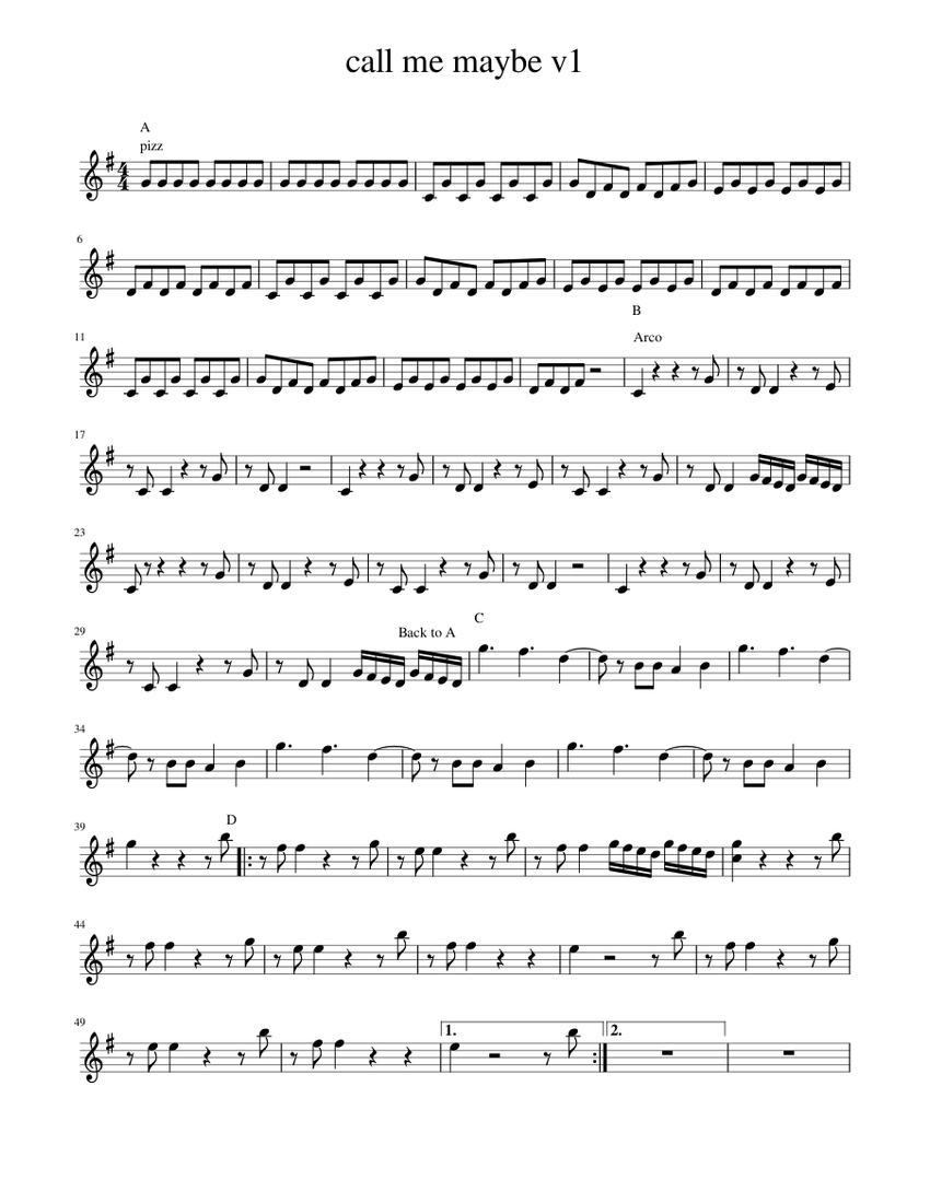 Call Me Maybe Violin Sheet Music For Piano Download Free In Pdf Or Midi