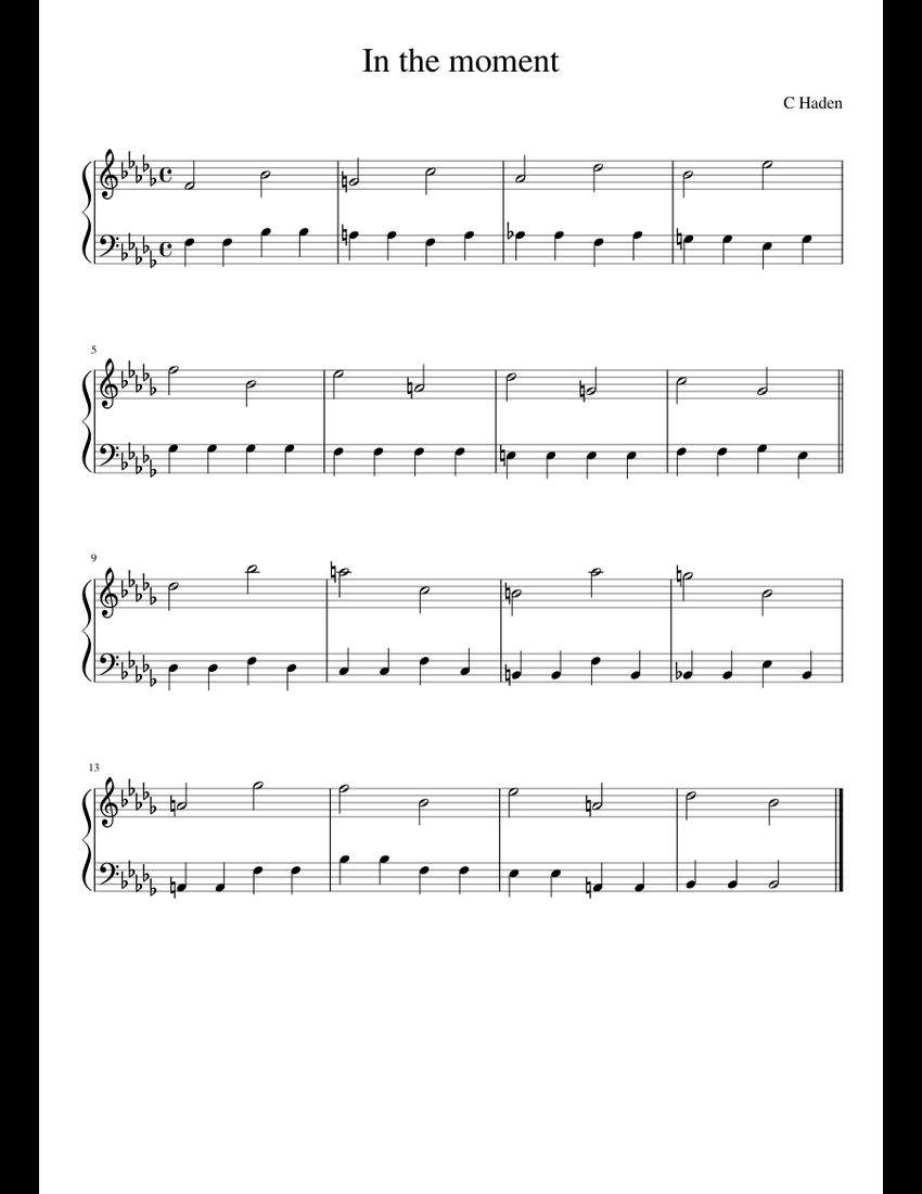 In the moment sheet music for Piano download free in PDF or MIDI