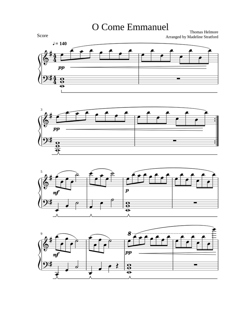 O Come Emmanuel - Piano Guys - Thomas Helmore - Piano Solo Sheet music