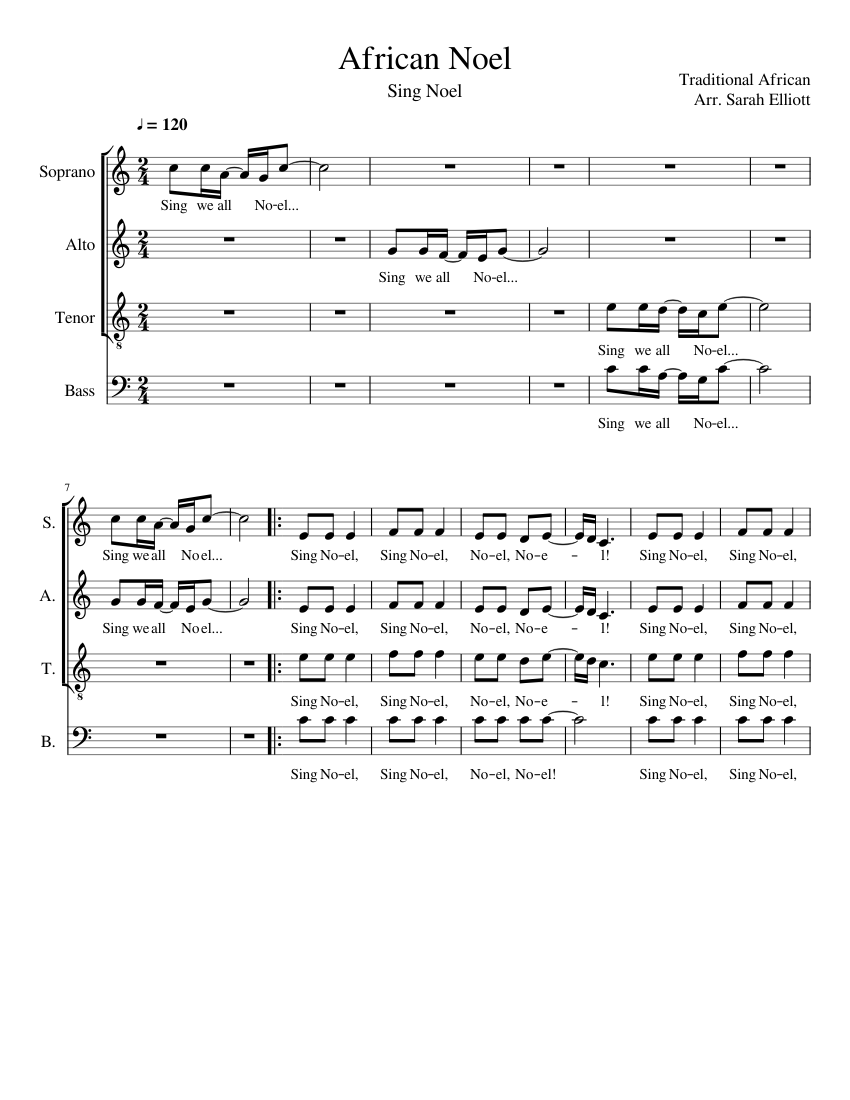 African Noel (Sing Noel) Sheet music for Voice Download free in PDF