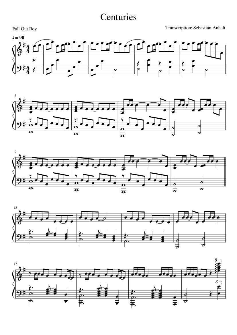 Centuries Sheet Music For Piano Download Free In Pdf Or Midi