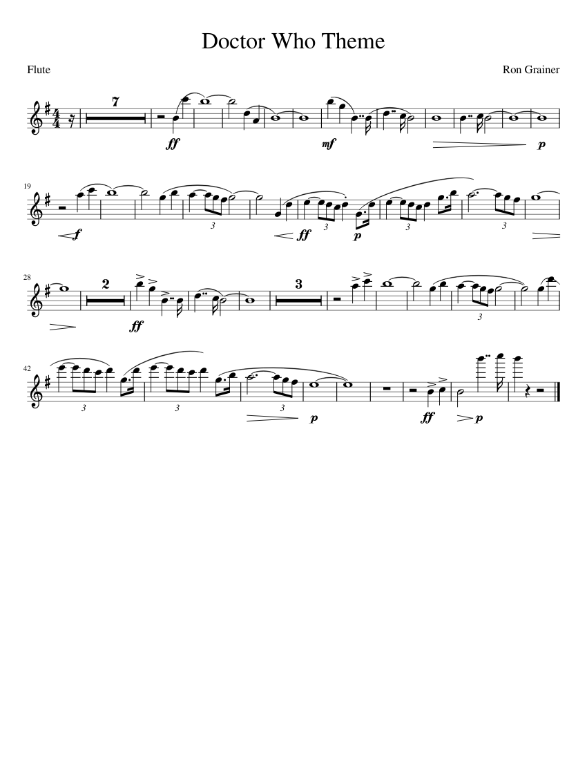 Doctor Who Theme Flute Sheet music for Flute (Solo)
