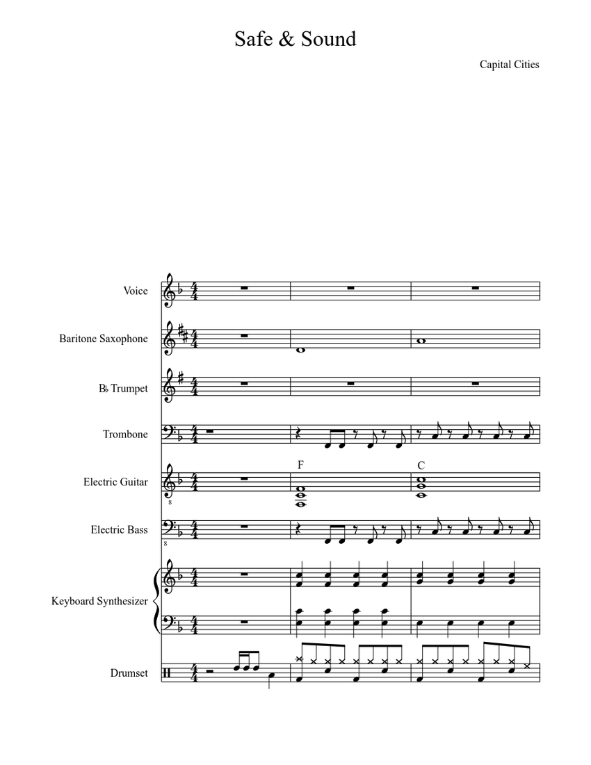 Safe Sax Safe & Sound Sheet music for Voice, Baritone Saxophone, Trumpet ...