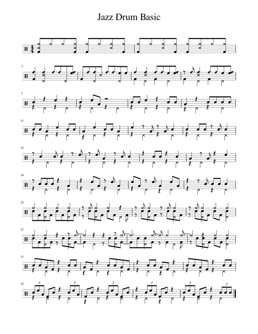 Jazz Drum Basic Sheet music for Percussion | Download free in PDF or MIDI | Musescore.com