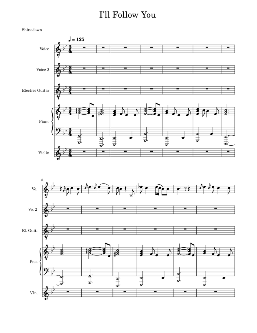 I'll Follow You - Shinedown sheet music for Piano, French Horn, Guitar