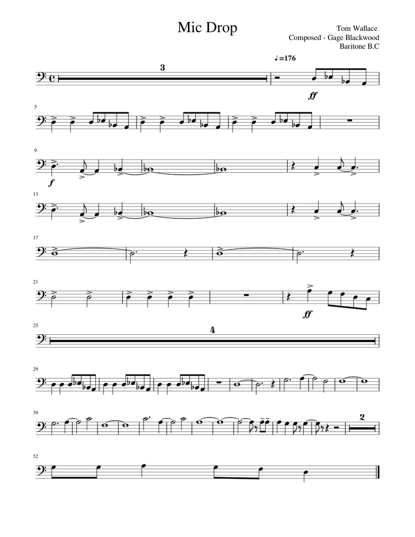 Mic Drop Baritone B C Sheet music for Baritone Horn (Solo)