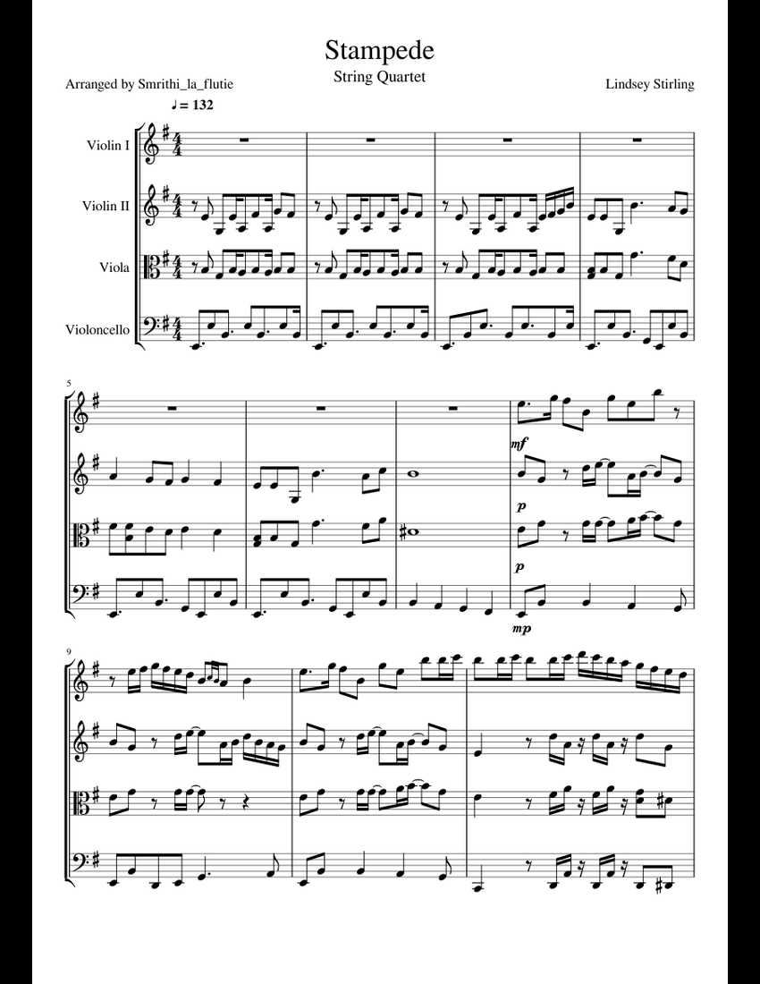 Lindsey Stirling Stampede sheet music for Violin, Viola, Cello download