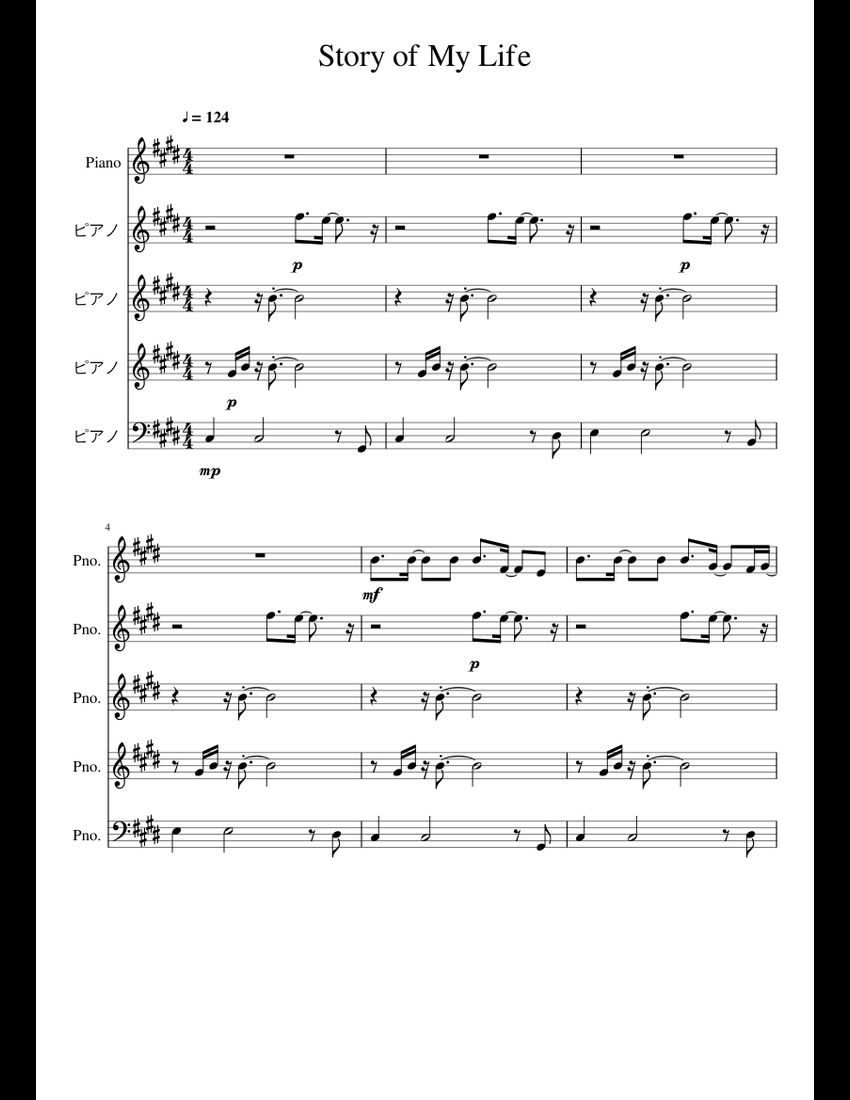Story of My Life sheet music for Piano download free in