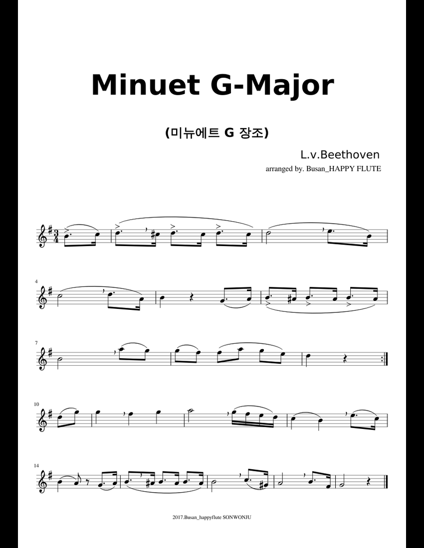 Minuet G Major sheet music for Piano download free in PDF or MIDI