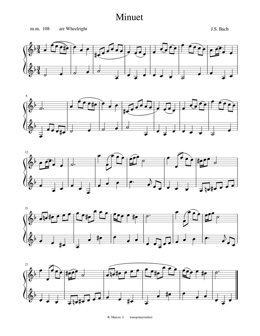 Minuet Sheet music for Piano | Download free in PDF or MIDI | Musescore.com