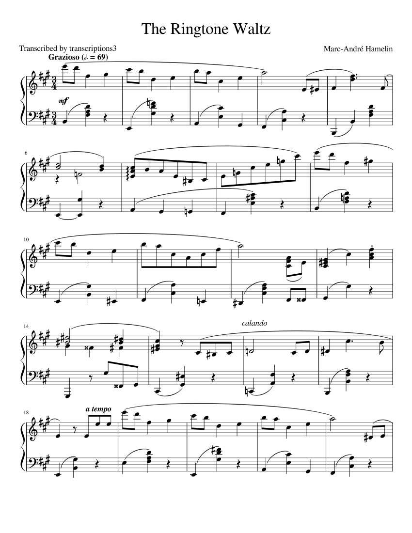 Ringtone Waltz - piano tutorial