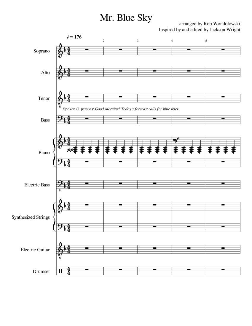 Mr. Blue Sky (SATB + full rock band) sheet music for Piano ...
