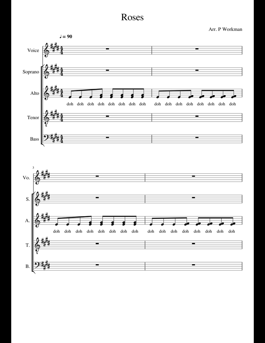 Roses sheet music for Piano download free in PDF or MIDI