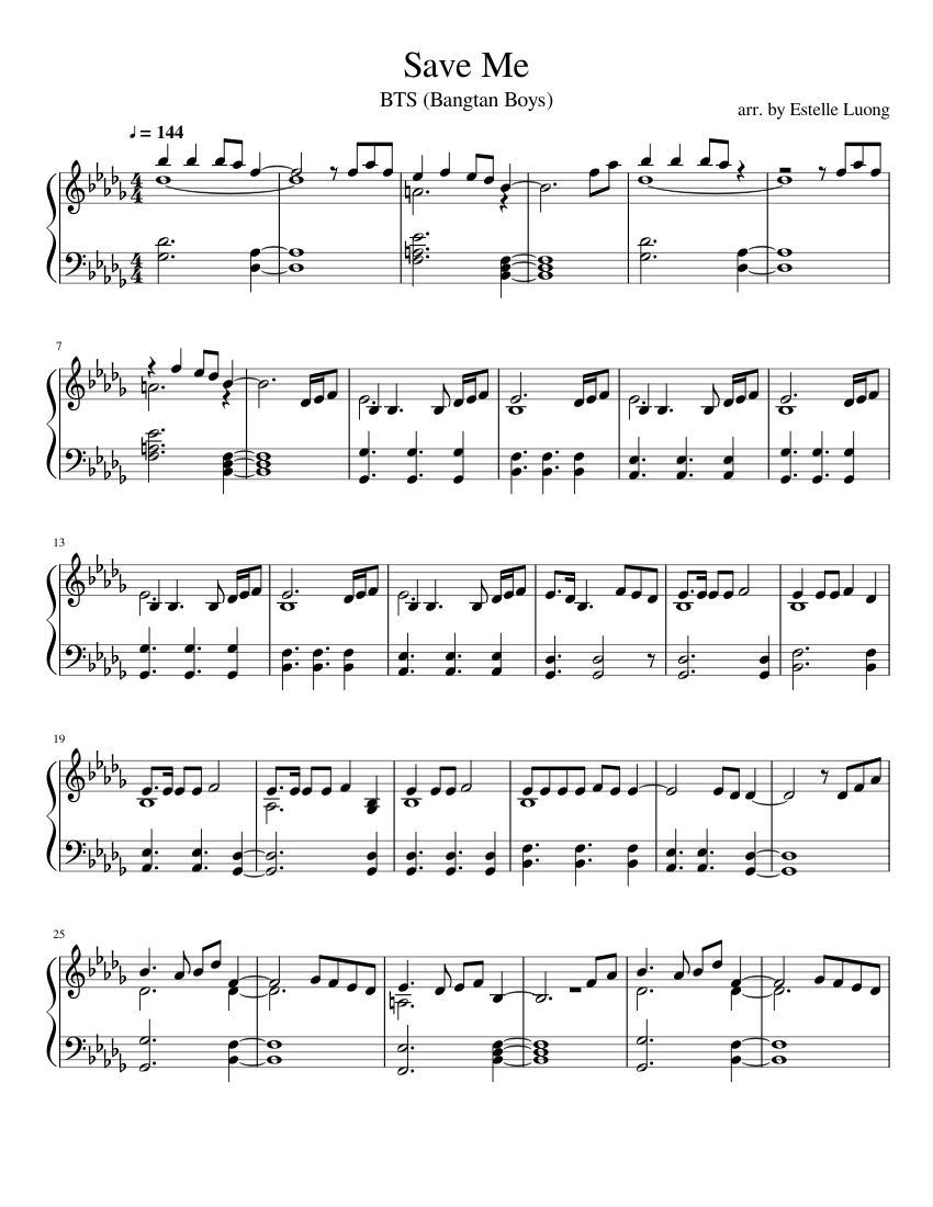 Save Me - BTS Piano Arrangement sheet music for Piano download free in