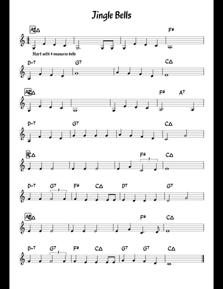 Jingle Bells sheet music for Piano download free in PDF or MIDI