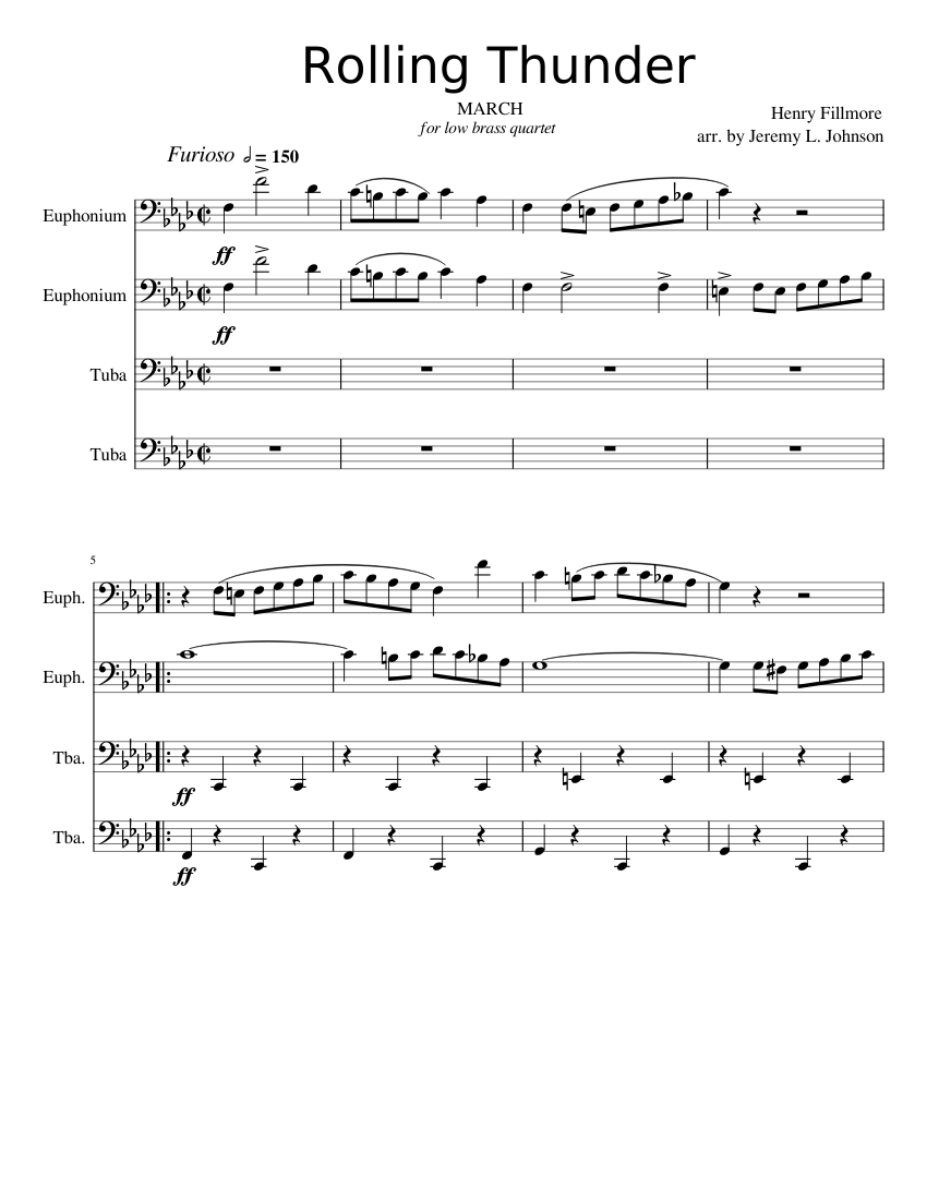Rolling Thunder Sheet Music For Tuba Download Free In PDF Or MIDI