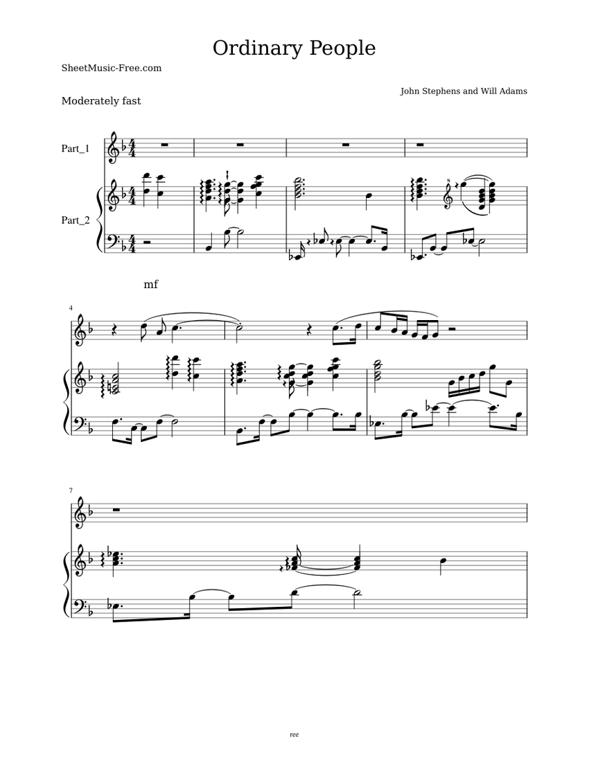 Ordinary People Sheet Music John Legend Sheetmusic Free Com Sheet Music Musescore Com